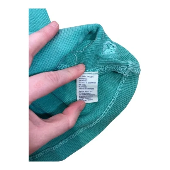American Eagle Outfitters Y2K Ribbed Racerback Long Tank Top In Teal Size Small - Picture 6 of 6